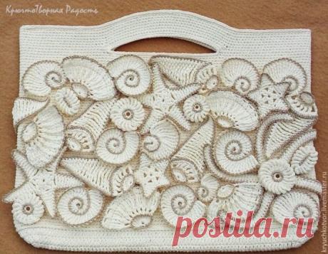 Вяжем пляжную сумку с вязаными ракушкамu u морскимu звездамu