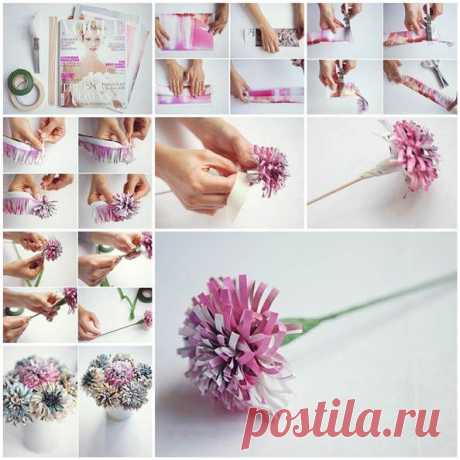 DIY Beautiful Flowers from Old Magazine | iCreativeIdeas.com