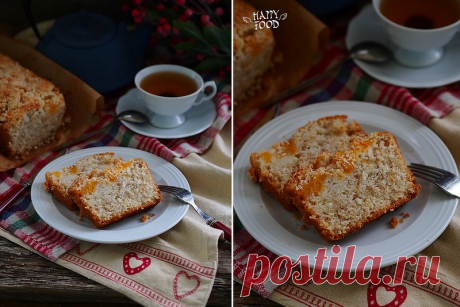 Постный кекс с кокосом, персиками и овсянкой