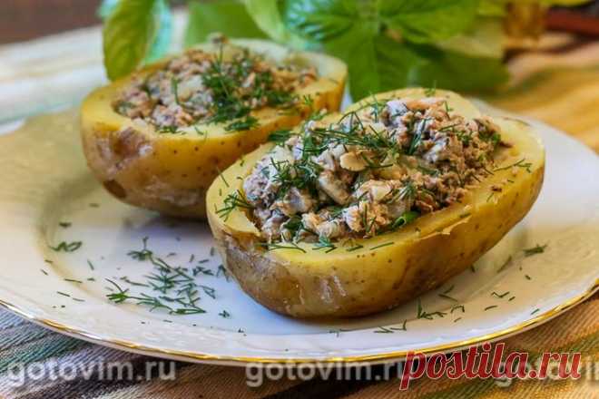 Запеченный картофель, фаршированный консервированной рыбой. Рецепт с фото Фаршированный картофель можно готовить заранее и хранить в холодильнике 1-2 дня. Для этого клубни предварительно запекают в духовке до готовности, дают остыть и отправляют в холодильник. К обеду достаточно разрезать картофелину пополам, прогреть или оставить холодной, и наполнить начинкой. В этом рецепте начинка совсем простая – из консервированной рыбы. 



