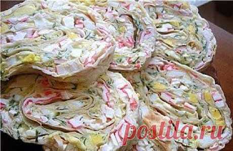 Самые вкусные рецепты: Рулет из крабовых палочек