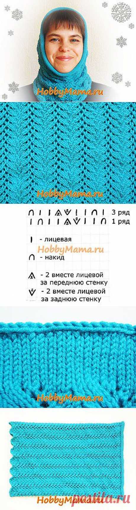 Ажурный снуд круговыми спицами. Описание вязания, схема узора для снуда | HobbyMama