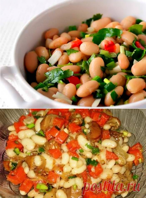 Постный салат с белой фасолью и грибами - рецепт с фото / Простые рецепты