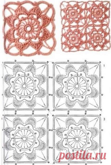 Вяжем много мотивов, соединяем их, и платье готово! И схемка есть