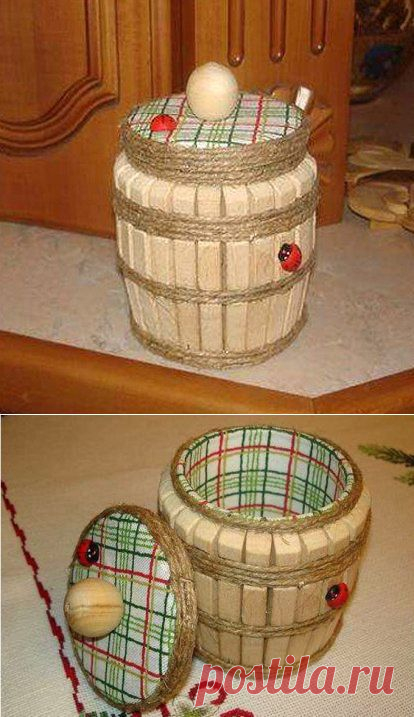 Бочонок из прищепок - Декупаж - Рукоделие и творчество - Каталог статей - Рукоделие-мое хобби