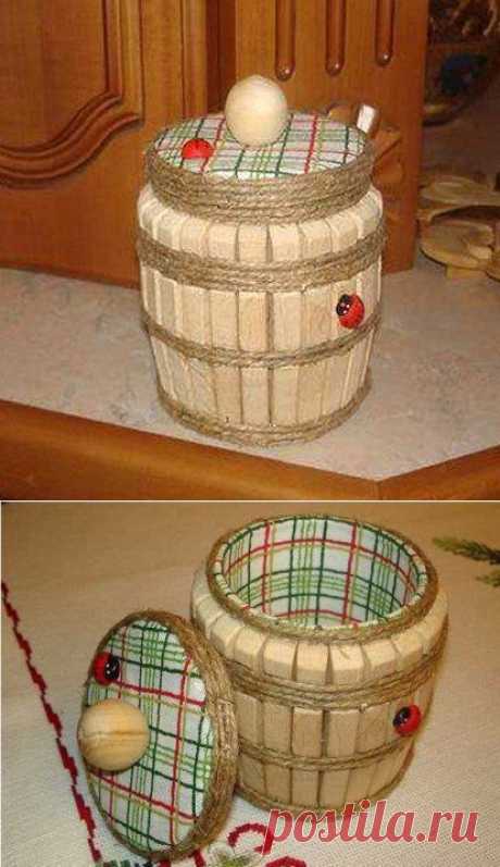 Бочонок из прищепок - Декупаж - Рукоделие и творчество - Каталог статей - Рукоделие-мое хобби
