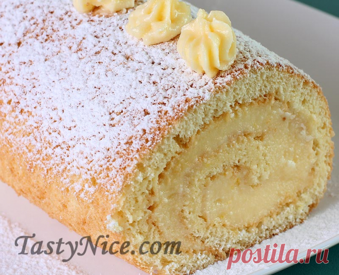 Бисквитный рулет с лимонным/апельсиновым кремом — Tasty nice