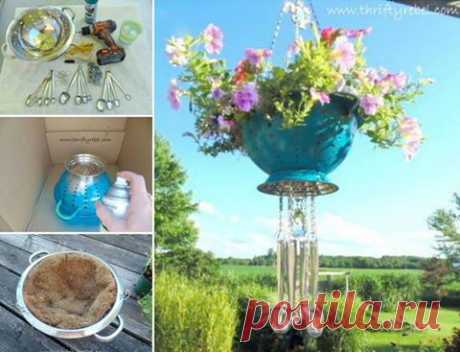 Вазон из дуршлака | UsefulDIY.com
