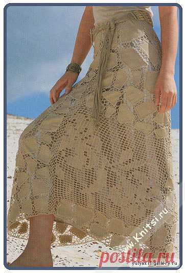 ЮБКА... вязание + ткань... филеечка... для спецов, без описания...