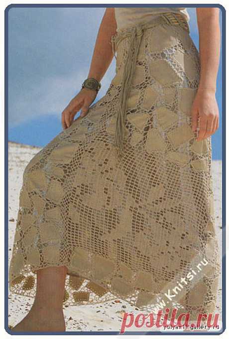 ЮБКА... вязание + ткань... филеечка... для спецов, без описания...