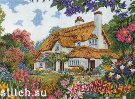 Periwinkle Cottage. Домик Барвинок. Anchor. Скачать схему вышивки крестиком — Дом крестика