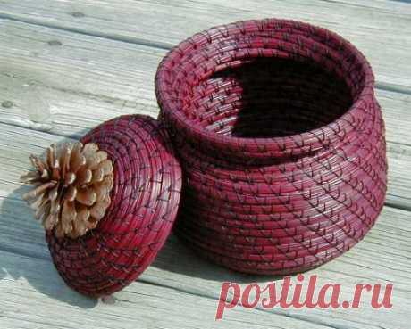 Корзины и вазы из сосновых иголок (подборка, Diy)