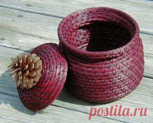 Корзины и вазы из сосновых иголок (подборка, Diy)