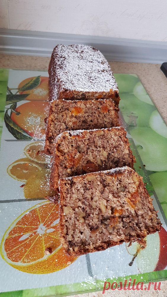 Банановый кекс с орехами и овсяными хлопьями