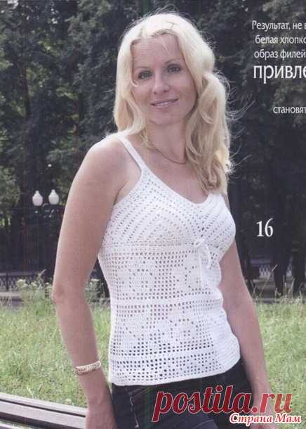 . Топ в филейной технике. - Все в ажуре... (вязание крючком) - Страна Мам