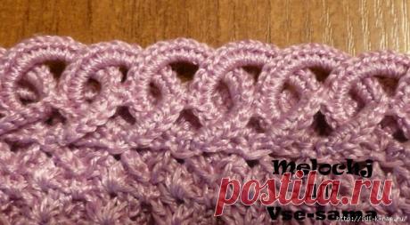 Отделка края цепочкой колечек..