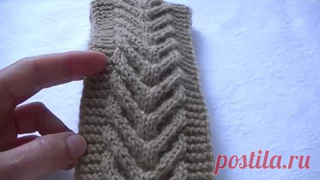 Вязание повязки на голову узором -Коса