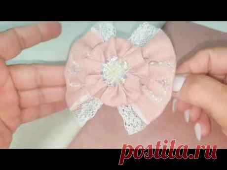 Бант заколка из кусочки ткани #Marine_DIY_Guloyan