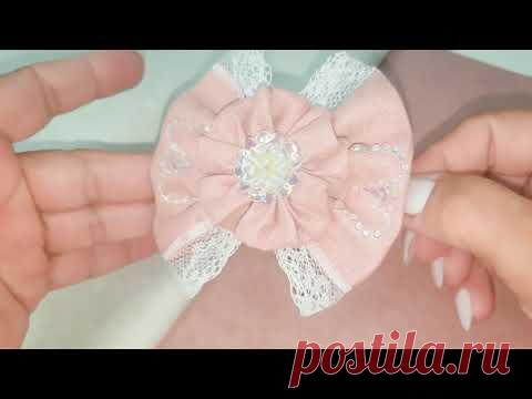 Бант заколка из кусочки ткани #Marine_DIY_Guloyan