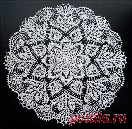 Схема вязания салфетки крючком «Морозное кружево»