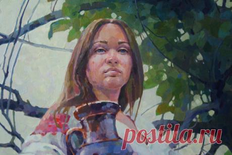 Девушка с кувшином холст, масло, 2017 год