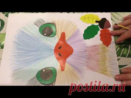 Осенние поделки. Рисуем карандашом. Аппликация из картона - YouTube
