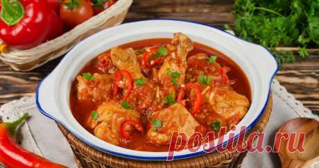 Грузинская кухня: чахохбили с помидорами и луком