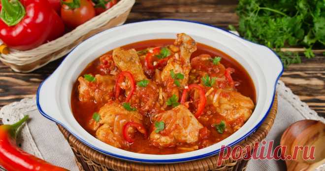 Грузинская кухня: чахохбили с помидорами и луком