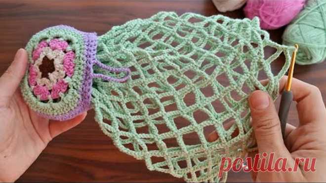 SURPRİSE 😉 Crochet mesh bag that does not take up space to make your work easier Tığ işi file çanta.