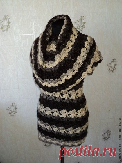 Туника с большим воротом-капюшоном - вязаная туника,туника вязаная,туника крючком