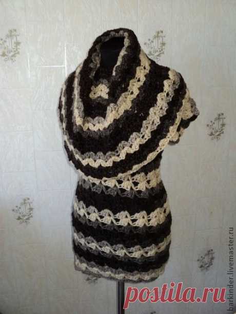 Туника с большим воротом-капюшоном - вязаная туника,туника вязаная,туника крючком