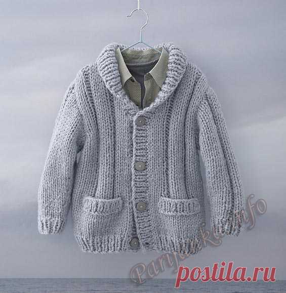 Жакет с шалевым воротником (д) 21*150 Phildar №5069