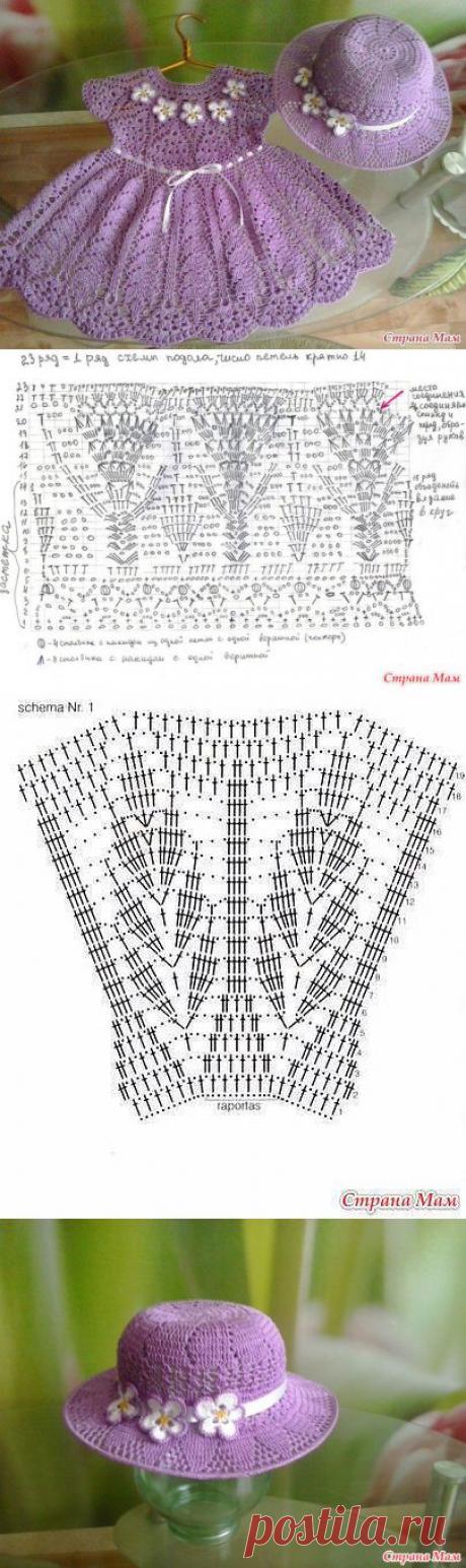 Вязание крючком.Платье и шляпка для девочки. - 22 Октября 2014 - Мастер классы по рукоделию - Информационный портал &quot;Магия Творчества&quot;