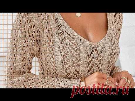 ФАВОРИТ ВСЕХ ЖЕНЩИН ~Ажурный пуловер спицами ~Мастер класс