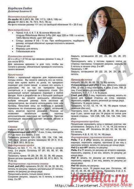 . Элегантный кардиган спицами - Вязание - Страна Мам