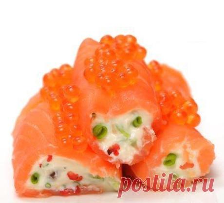 Праздничная закуска из лосося, маскорпоне и икры | Рецепты — просто и со вкусом