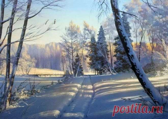 Зимний пейзаж.Художник Виктор Николаевич Юшкевич.