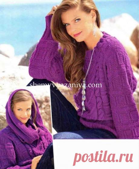 Пуловер с рукавами летучая мышь и шарф-хомут