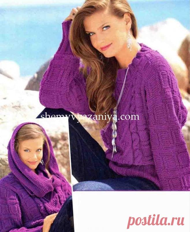 Пуловер с рукавами летучая мышь и шарф-хомут