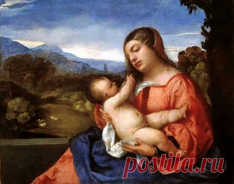 «Мадонна с младенцем» (1507) В. Тициан
   Одна из самых ранних работ художника, которая известна на сегодняшний момент. По стилю написания, работа очень близка к творчеству другого итальянского мастера эпохи Возрождения Джорджоне, продолжателем идей которого стал Тициан в возрасте 18 лет.
