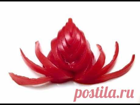 How to Make Tomato Garnishes (Flower, Leaf, Bull Head) - HD