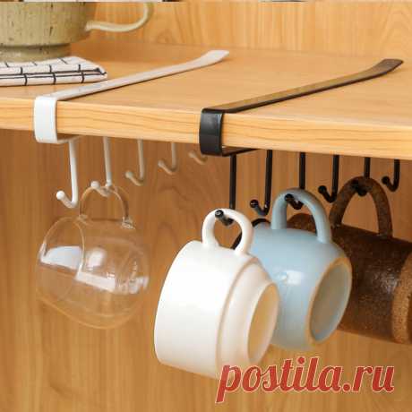 6 крючков металлический под полкой чашка для кружки кухонный Органайзер подвесной держатель для стойки из кованого железа бесшовный крючок без гвоздей|Подставки для хранения и стеллажи| | АлиЭкспресс