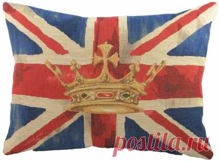 Большая подушка с британским флагом Crown Blue | Подушки | DG-Home