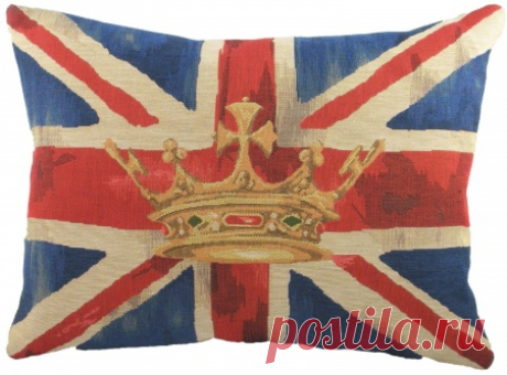 Большая подушка с британским флагом Crown Blue | Подушки | DG-Home