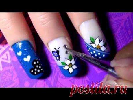 Decorado de Uñas Azul - Blue Decoration Nail Tutorial - Yana