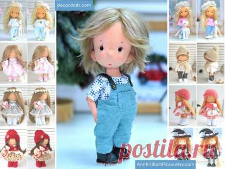 Textile Interior Boy Doll Nursery Custom Doll Boy Present | Etsy Hello, dear visitors!  This is handmade textile tilda doll created by Master Maria L (Kazan, Russia). Doll can be made by Order. Doll is 21-22 cm (8.6 inch) tall. This fabric cloth doll can move hands, turn head, sit and stand. All dolls on the photo are made by master Maria L. You can see all dolls