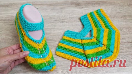 ЯРКАЯ МОДЕЛЬ ЖЕНСКИХ СЛЕДКОВ ИЗ ОСТАТКОВ ПРЯЖИ🧶/НА ДВУХ СПИЦАХ
