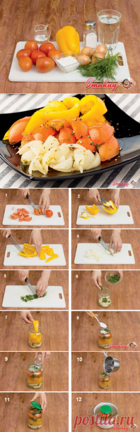 Салат из бурых помидоров с луком и болгарским перцем » Смакуй - кулинарные рецепты со всего света!