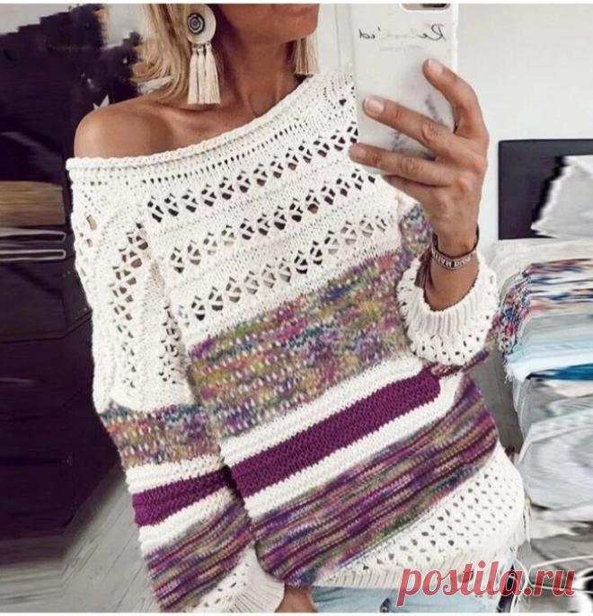 Вязаные полосатые идеи. Удачный подбор цветов. Как вязать полоски без ступеньки. Лучший способ здесь в видеоуроке. | Вяжем вместе с Людмилой | Дзен