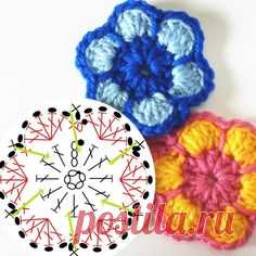 Crochet Flower - Chart ❥ 4U hilariafina  http://www.pinterest.com/hilariafina/